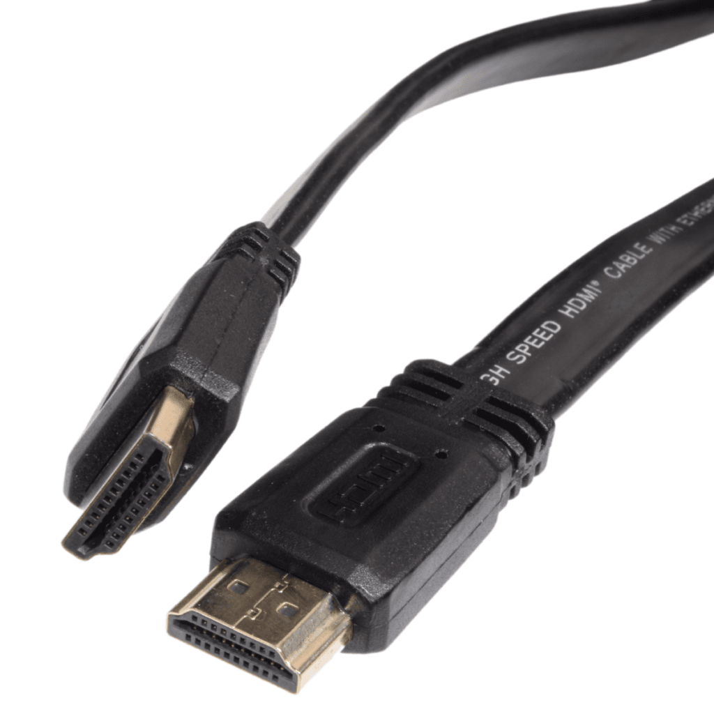 Two HDMI connectors on the IRENIS HDMI-4K-1000 flat black cable